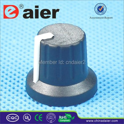 KN-1615 18 Teeth Knurl Shaft Hole Rubber Adhesive Knobs Potentiometer Knob Black Body White Line