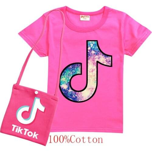 TIK TOK New Infant Boys Girls Summer Cartoon T Shirt + Bag Clothes 2pcs Sets Children Kids Clothing