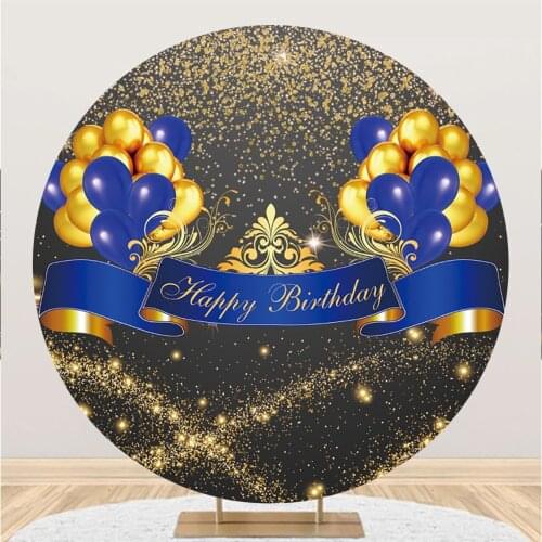 Colorful Balloons Sparkling Classic Ribbons Round Vinyl Background Birthday Decoration Photography Photo Circle Backdrop Banner