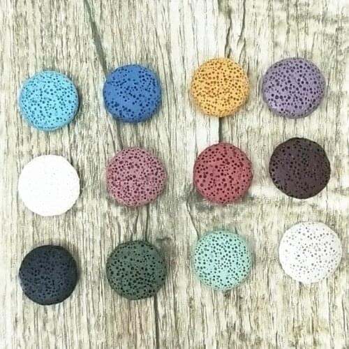 Colorful Oblate Lava Stone Essential Oil Diffuser Beads Round Aromatherapy Rock Stone DIY Necklace and Bracelet Fire Jewelry