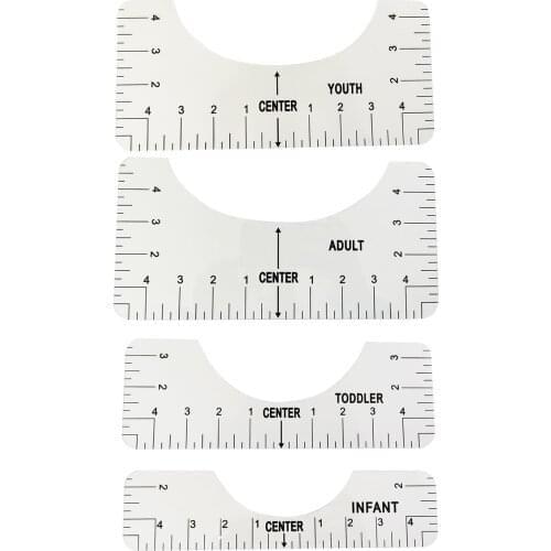 4PCS T-Shirt Alignment Ruler For Guiding T-Shirt Design Fashion Rulers With Size Chart DIY Drawing Template Craft Tool Drafting