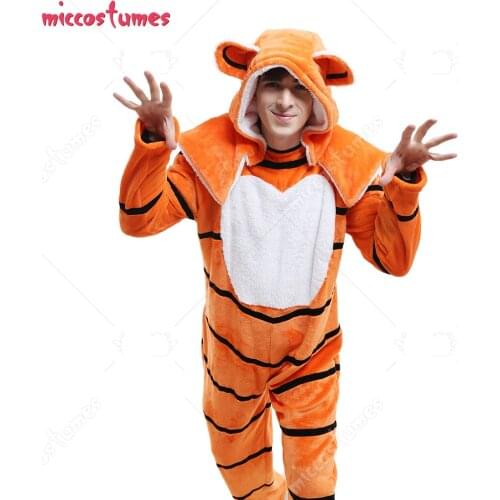 Men Community Troy Barnes Tiger Onesie Fullset Pajama Cosplay Costume with Sleeve Cap of Tiger Ears