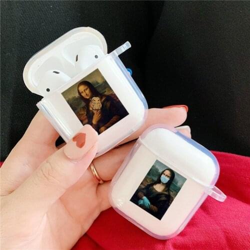 Mona Lisa Art Soft Silicone Case for Apple Airpods 2 1 Oil Painting Airpods Case Wireless Bluetooth Headset Earphone Cover Capa