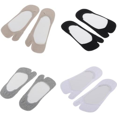 4 Pairs Set Womens Two Toe Socks No Show Cotton Tabi Socks Low Cut Boat Socks