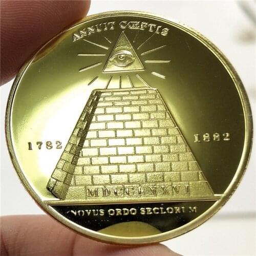 Pyramid coin Freemasonry commemorative coin European and American faith coin Freemason gold and silver coin Freemason Eye coin