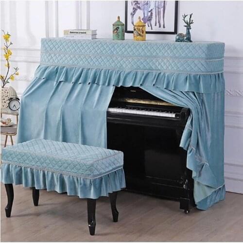 All inclusive piano cover in high quality polyester fleece. Dust cover pleated lace piano stool cover non slip 4 colors