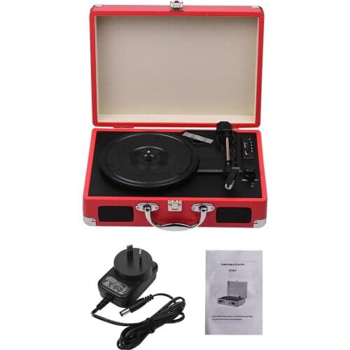 Portable Turntable Record Player Classic Suitcase Style 3 Speed Record Player with Stereo Speakers USB Port Memory Card Slot