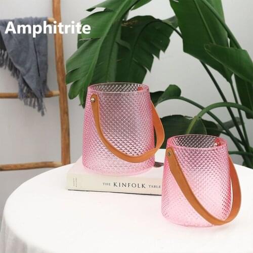 Decoration Of The Korean House Nordic Minimalist Purse Basket Flower Portable Vessel Storage Of Leather Glass Vial Present