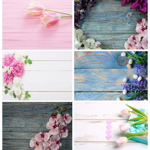 Vinyl Custom Photography Backdrops Props Flower Wood Planks Photo Studio Background 2183 KLZ-15