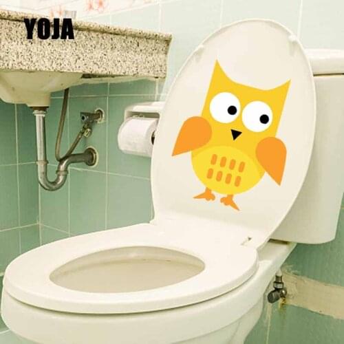 YOJA 18.6X23.2CM Wall Sticker Colored Cartoon Owl Toilet Seat Decal Kids Room Decoration T5-0533
