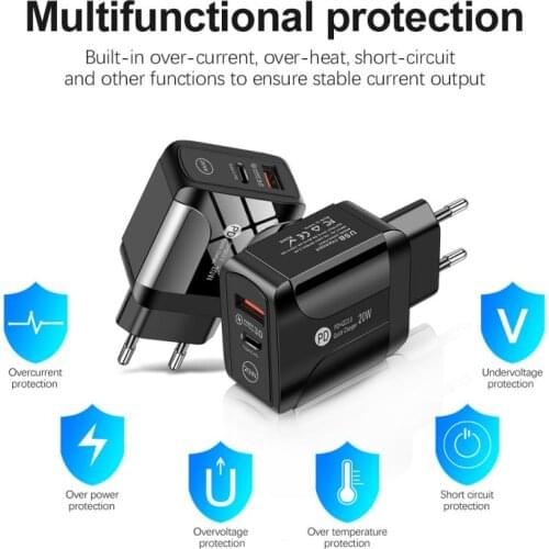 USB Charger PD 20W Quick Charge USB-C Fast Charging Type C Adapter For IPhone 12 11 Pro Max 8 7 Xiaomi Samsung S20 S10