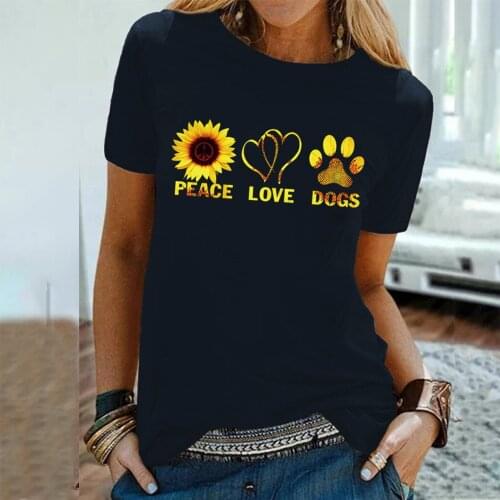 Flower Printing Women Tee Shirt Casual Summer Tops Woman Graphic Tee O-Neck Womens T-shirt Short Sleeves Loose T-Shirts