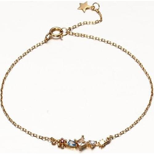 Elegant Colorful Cubic Zirconia Silm 14K Gold Color 925 Sterling Silver Bracelets for Women Female Wedding Jewelry YBR069