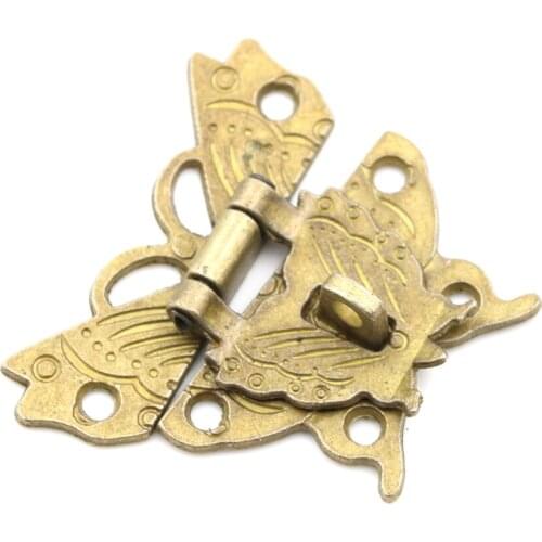 1PCS Wooden Jewelry Box Case Locks Retro Vintage Butterfly Latch Catch Lock Hasp Pad Chest Lock Box Tools