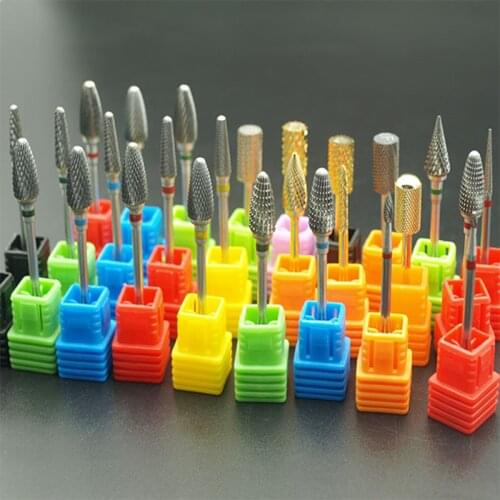 10PCS/Bag Tungsten Nail Drill Bit Ceramic Drill Bits Manicure Drill For Machine Milling Cutter Nail Files Buffer Nail Accessory