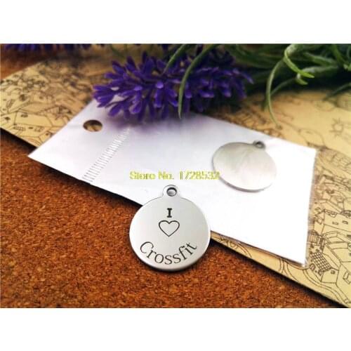 10pcs-stainless steel Charms "I love crossfit" DIY Charms Pendants for necklace/bracelet/keychain DIY jewelry