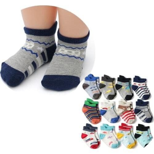 12pairs/Lot Children Socks Cotton Boy Non-Slip Baby Socks 1-3 Years