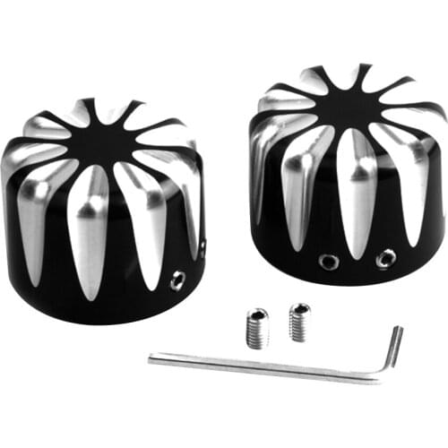 2Pcs Motorcycle CNC Wheel Axle Nut Covers & Bolts For Touring Softail