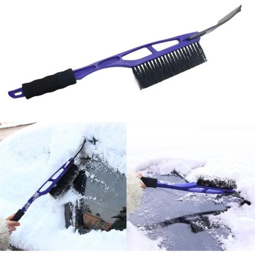 2-in-1 Car Ice Scraper Snow Remover Shovel Brush Window Windscreen Windshield Deicing Cleaning Scraping Tool Frost Cleaner