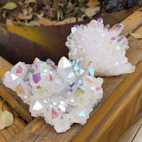 230g Crystal Cluster Natural aura angel Quartz cluster plating gemstone cluster healing fengshui