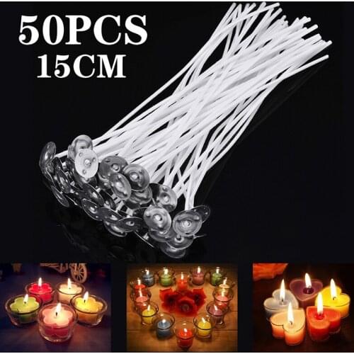 50Pcs Cotton Candle Wick Flameless Core Waxed Candle 5cm Cotton Candle Core Making Birthday Christmas Candles Accessories