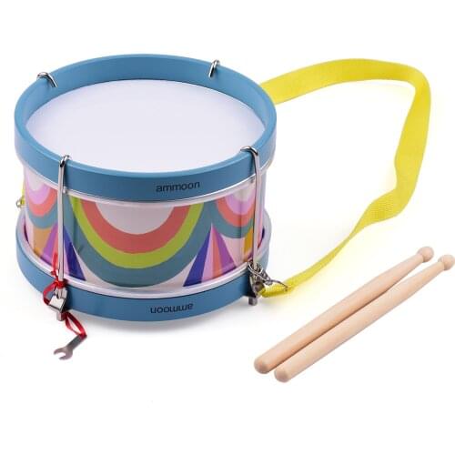 Ammoon Portable Colorful Snare Drum Festival Birthday Gift for Children Kids Percussion Instrument Musical Toy