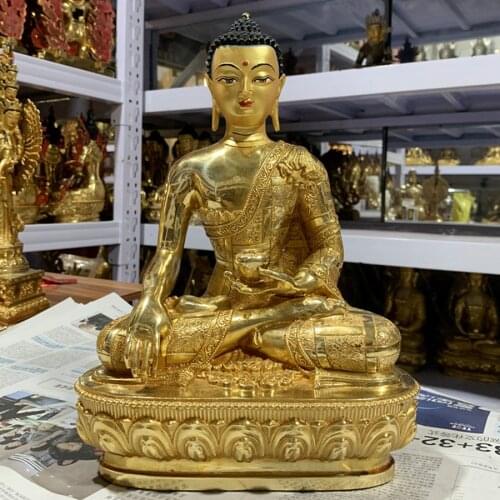 31CM large HOME temple good buddha statue bless safe healty luck Southeast Asia Buddhism Gilding golden Sakyamuni buddha statue