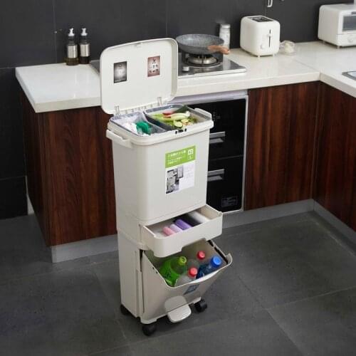 Nordic Large Trash Bin For Recycling Bins Plastic Rectangle Modern Trash Can Kitchen Storage Cocina Garbage Sorting BD50WB