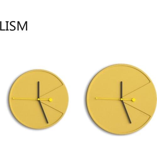 Cement Yellow Large Wall Clock Modern Design 3d Mute Wall Watches Home Decor Designer Watch Wall Clock Minimalist Living Room