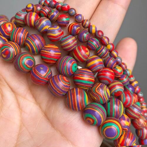 Red Malachite Stone Round Stripe Beads Loose Spacer Beads for Jewelry Making Diy Accessories Bracelet Necklace 4/6/8/10mm 15Inch