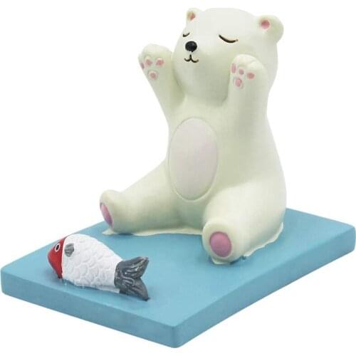Cute Cartoon Polar Bear Phone Holder Desk Animal Phone Holder, Creative Resin Craft, Desktop Decoration Bracket