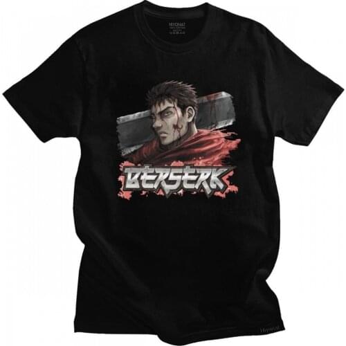 Vintage Berserk Guts T Shirt Men Short Sleeve Manga Swordsman T-shirt Gatsu Sacrifice Zodd Anime Tshirt Cotton Tee Merchandise