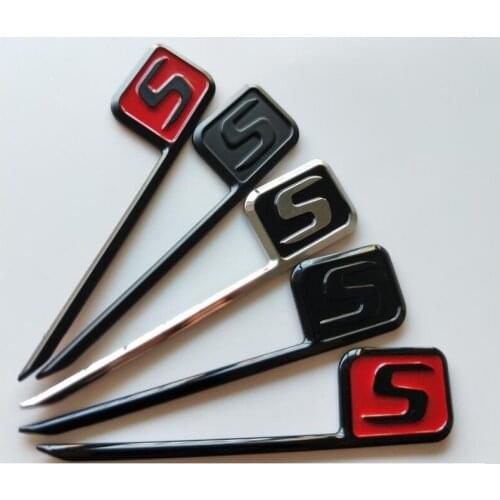Chrome Black Red Letters S Trunk Lid Badges Emblems Emblem Badge for Mercedes Benz C63s E63s CLS63s S63s GLE63s GLC63s AMG