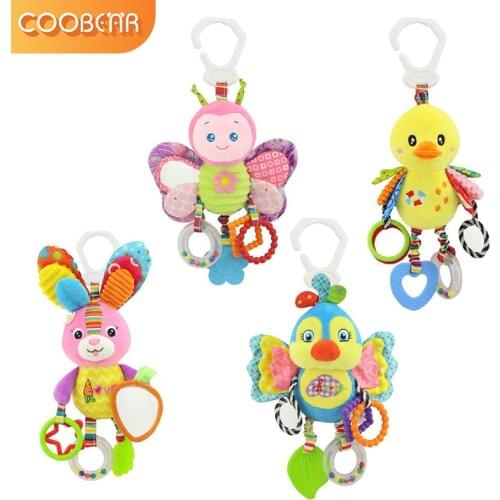 Baby Carriage Hanging Plush Toy Newborn Bed Animal Rattle Early Childhood Education Cute Cartoon Stroller Hanging Bell
