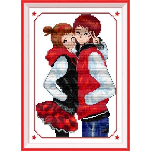 Joy Sunday Happy together Cross Stitch Kits Needle Crafts 11&14CT Cartoon Pattern Cross Stitch Needlework Set Gift Home Decor