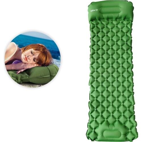 Outdoor Sleeping Pad Camping Inflatable Mattress with Pillows Travel Mat Folding Bed Ultralight Air Cushion Hiking