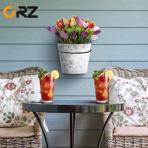 ORZ Flower Pot Trays Holder 15cm Wall Folding Pot Ring Holder Metal Flower Planter Tray Stand Bracket Balcony