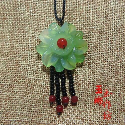 Natural agate grade A violet green jade pendant handcarved rose jade pendants jadeite jade necklaces women jade jewelry