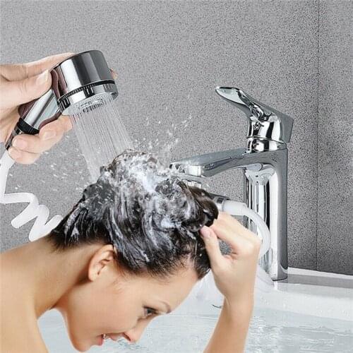 Bathroom Wash Face Basin Water Tap External Shower Head Flexible Hair Washing