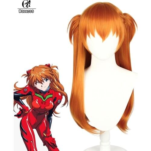 ROLECOS EVA Cosplay Wig Asuka Langley Soryu Cosplay Wig Anime EVA Women Brown Headwear Wig Heat Resistant 60CM Synthetic Hair