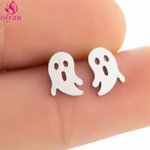 Gothic punk anime cartoon ghost earrings girl cute little ghost stainless steel earrings Christmas fashion jewelry gifts сережки