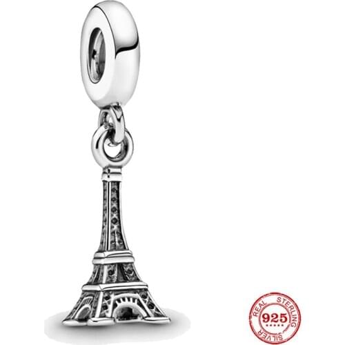 925 Sterling Silver Beads Paris Eiffel Tower Dangle Charms Fits Pandora Bracelet for Women Bracelet Jewelry Making Wholesale