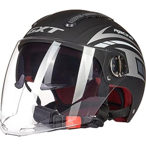 Black Motorcycle Helmet Dual Lens Motorcross Racing Moto Crash Helmet Sctooer Riding Motornike Biker Open face Helmet Men Women