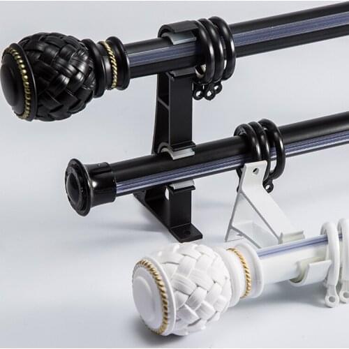 White Decorate Head Thickening Rod Mute Load-bearing good Curtain Rod Aluminum Alloy Roman Rod Single Double Custom Curtain Rod