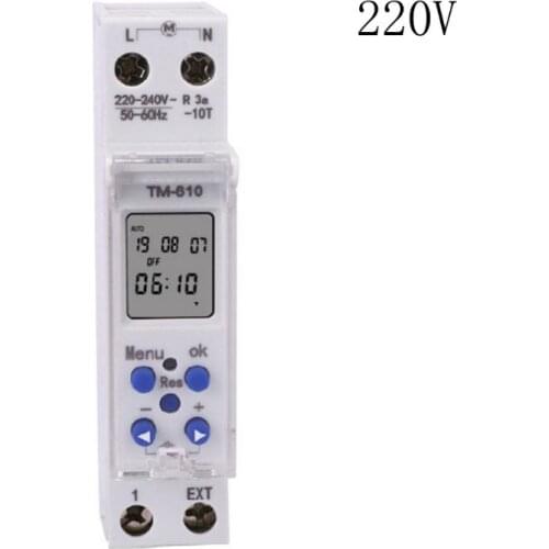 TM610 220V/110V Timer Switch Single Module DIN Rail 7 Days 24 Hrs Programmable D2TD