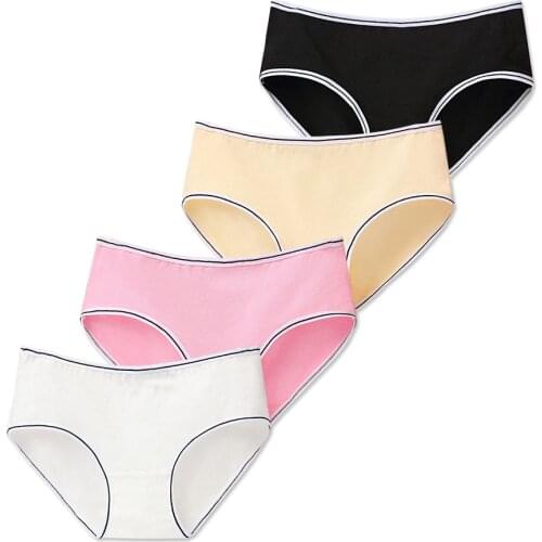 4 Pcs/Lot Adolescent Underpants Cotton Panties Letter Young Pants Training Panty Girl Underwear Children for 8-16 Years Old