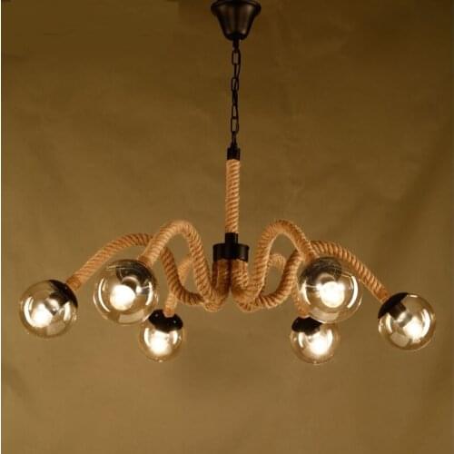 The boat Rope Magic Lamp Retro chandelier retro coffee bar restaurant industry creative glass bedroom ZH GY223