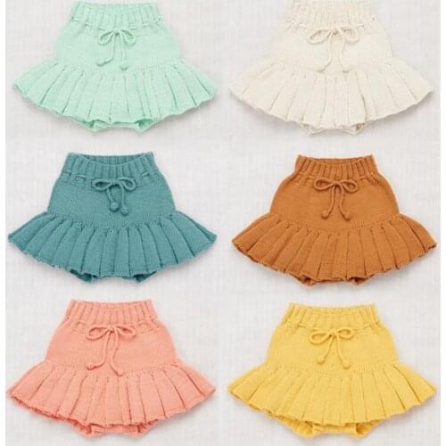 Girls Skirt Knitted Baby Clothes Autumn Winter Ruffle Tulle Toddler Baby Skirt With Shorts Cotton Children Skirts For Girl 1-5Y