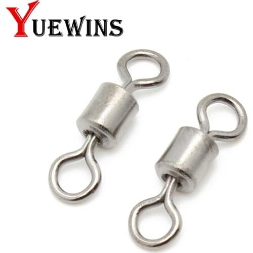 Yuewins 50pcs Fishing Ball Bearing Rolling Swivel Solid Rings Fishing Connector Ocean Boat Fishing Hooks Accessories QA294