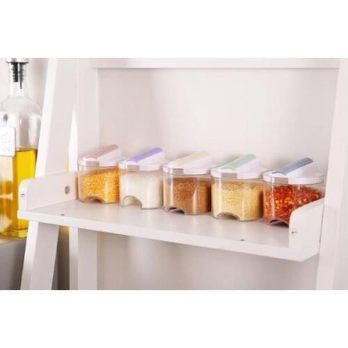 1SET Spice Jar Seasoning Box PP Salt Pepper Cumin Powder Box Spice Storage Bottle Jars Transparent Kitchen Tools JO 1074